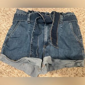 Express size 6 dark wash high rise denim shorts